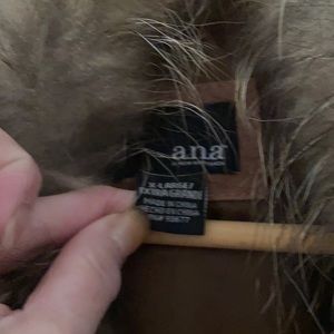 Ana tan leather jacket with real fur trim